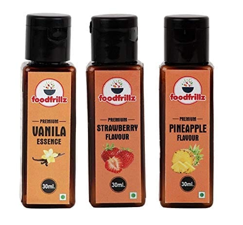 foodfrillz Vanilla, Strawberry & Pineapple Food Essence for cake,Cookies,Ice Creams,Sweets, Pack of 3