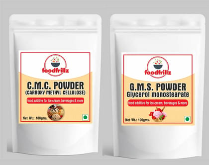 foodfrillz GMS Powder & CMC Powder for Ice Cream | for Ice Creams | Food Grade - (100 g x 2)