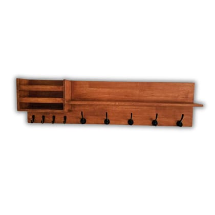 BARISH - Entry Way Organizer I Wall Mount Wooden Multipurpose Organizer for Home Decor | Handcrafted with Rubberwood I Wall Key Holder I 9" x 34" x 4.5" Inches