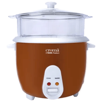 Croma 1.8 Litre Electric Rice Cooker & Steamer with Keep Warm Function (Brown)