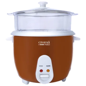 Croma 1.8 Litre Electric Rice Cooker & Steamer with Keep Warm Function (Brown)