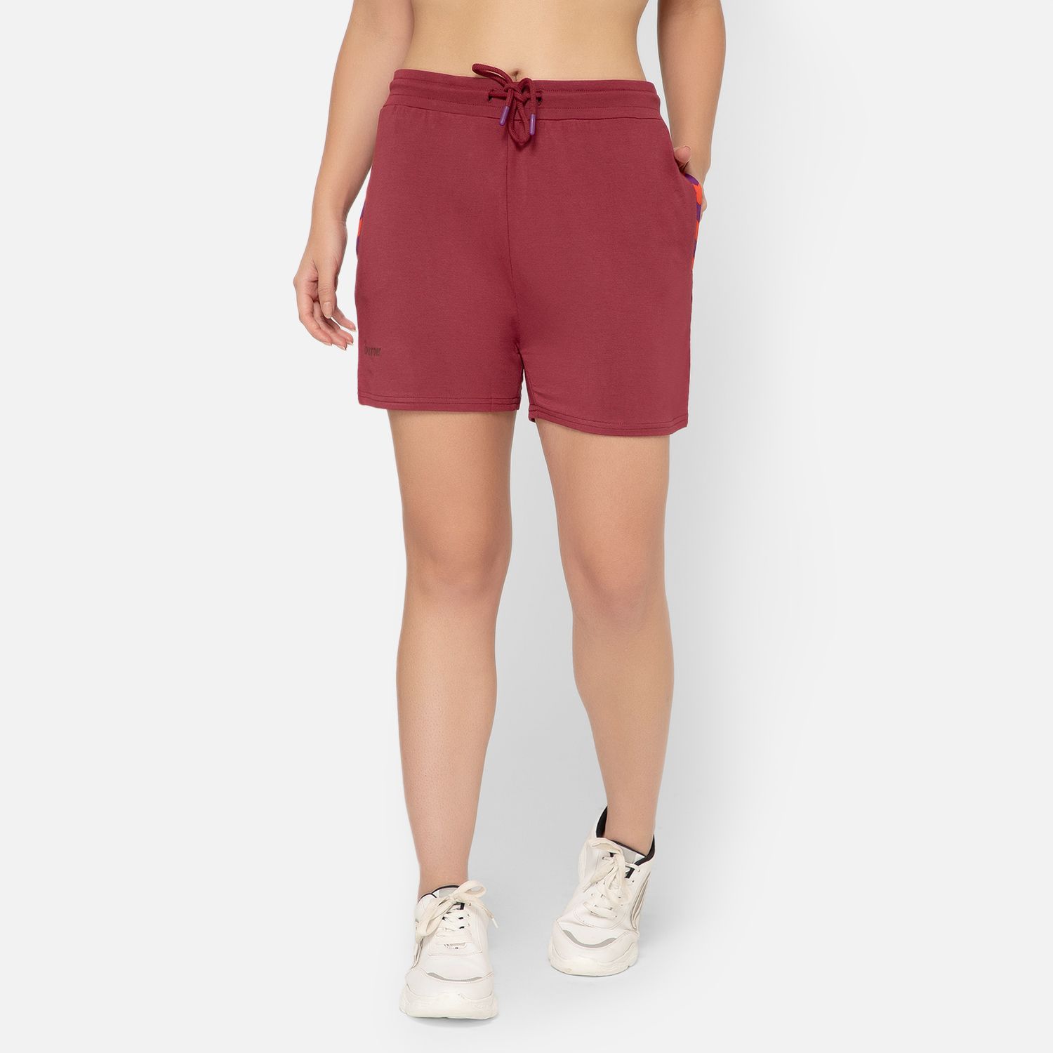 Bummer Women's Solid Micro Modal Shorts | Relaxed Fit Casual Lounge Shorts with Side Pocket - Merlot