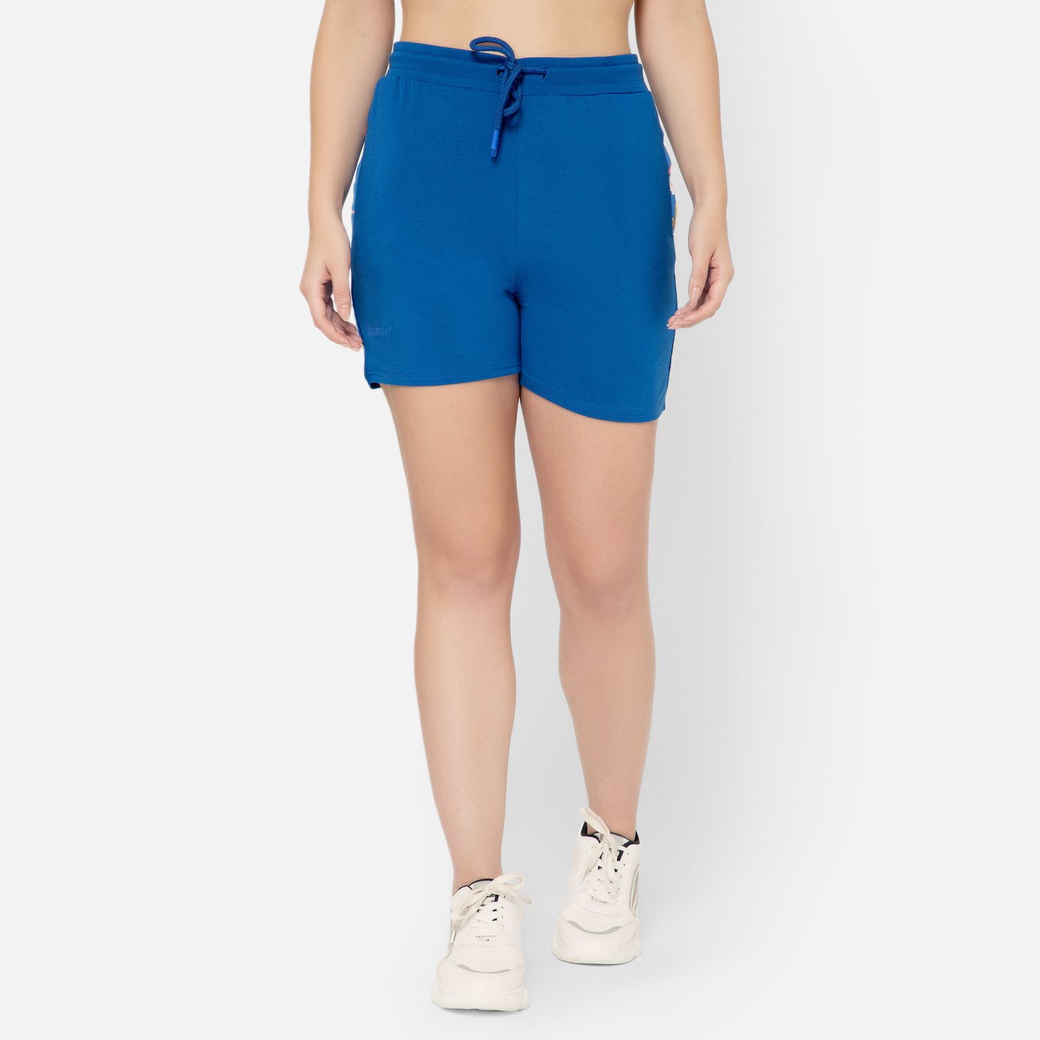 Bummer Women's Solid Micro Modal Shorts | Relaxed Fit Casual Lounge Shorts with Side Pocket - Skyfall