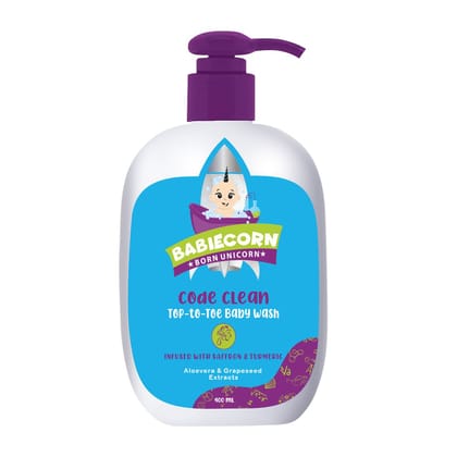 BABIECORN Code Clean Baby Top-to-toe Wash Infused with Saffron & Turmeric Aloevera (400 ml)