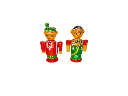 Etikoppaka Wooden Handicrafts Groom and Bride Pair