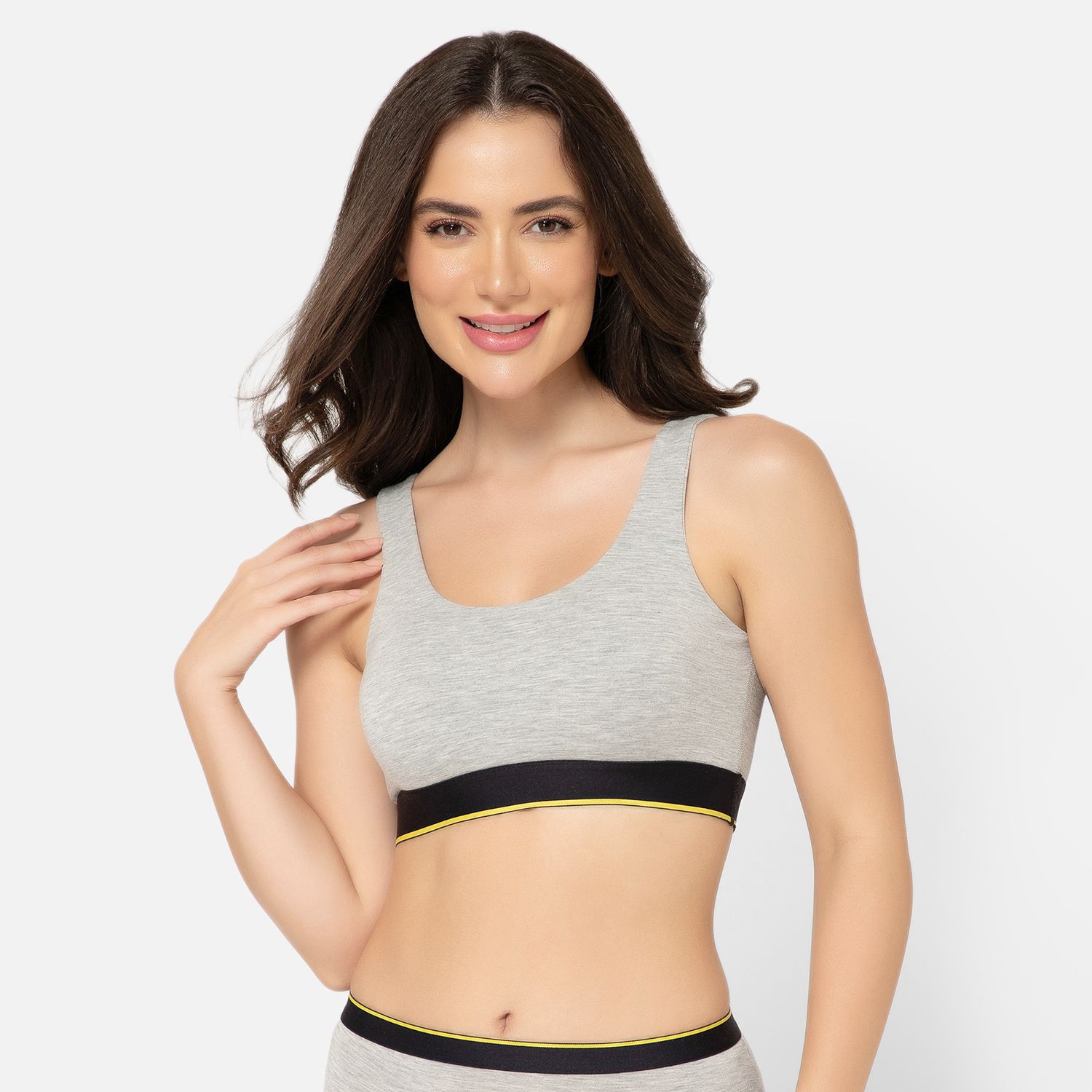 Bummer Women's Proactive Wireless Non Padded Sports Bra | Micro Modal Anti Bacterial & Full Coverage - Grey Melange