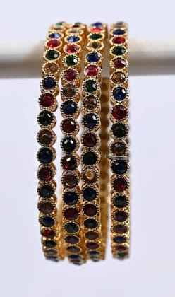 Gold Plated Multicolor Bangle Set