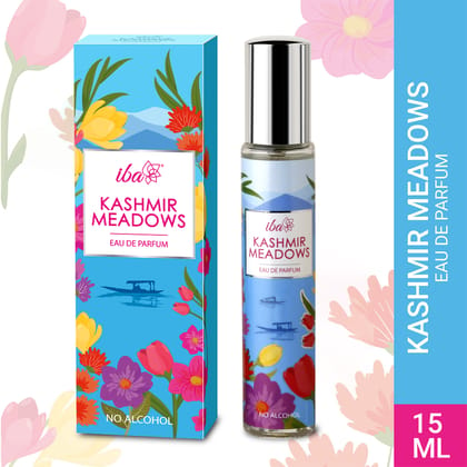 Iba Eau De Parfum – Kashmir Meadows, 15 ml, Perfume Spray | Long Lasting Floral & Oriental Fragrance for Women l Skin Friendly Fresh Perfume for Everyday Fragrance | Alcohol-Free