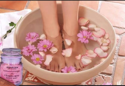  "AQUAGEM Calming Rose Foot Salt - Handmade and Natural - 100% Pure and Organic - Helps to Relieve Stress, Improve Circulation, and Soften Skin"