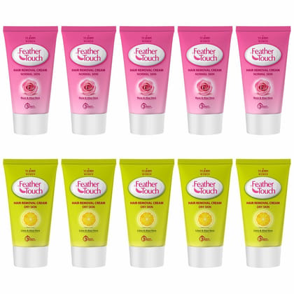 VI-JOHN Women Feather Touch Hair Removal Cream Lime & Rose 40gx5 Each (Pack of 10)