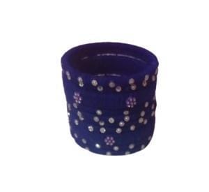 Set of Velvet Bangle Bracelets with Rhinestone Accents - Royal Blue