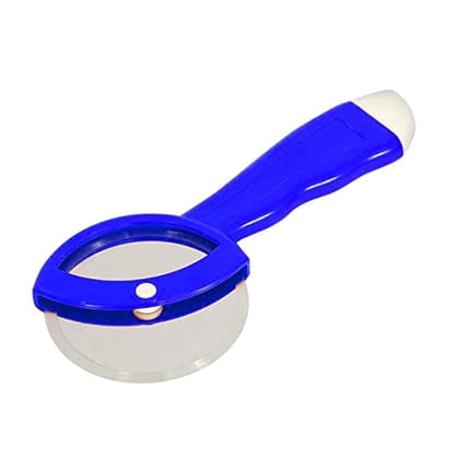 GLOBAL IMPEX Stainless Steel Pizza Cutter Premium Food Grade with Comfortable Plastic Handle Wheel Type Blue Color with Sharp Blade (Pack of 1)