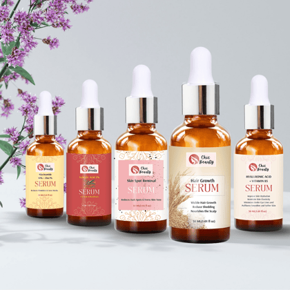 Chic Beauty Combo Serum Kit (Hair Growth Serum 30ML + Hyaluronic Acid & Vitamin B5 Serum 30ml + Niacinamide 10% & Zinc 1% Serum 30ml +  Salicylic Acid 2% Serum 30ml + Skin Spot Removal Serum 30ml)