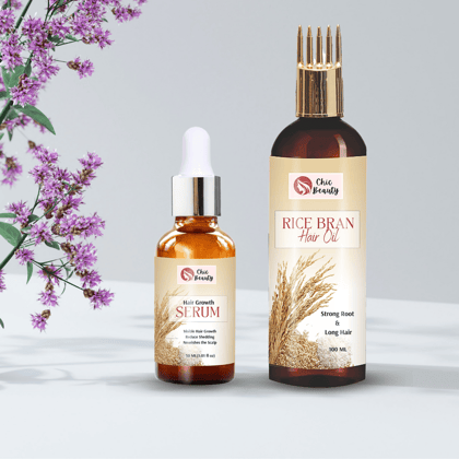 Chic Beauty Hair Care Combo for Strong Root (Rice Bran Hair oil 100ML + Hair Growth Serum 30ML)