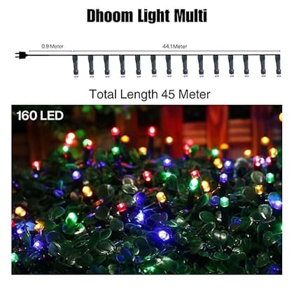 Copper 45 Meter Serial String Led Light Comes with 8 Modes Changing Controller for Indoor & Outdoor Home Decoration, Diwali, Christmas, Patio Garden Yard (Multicolor, Pack of 1)