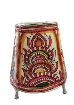  Hand painted decorative diya lamp with intricate floral design