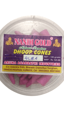 Dhoop Cones Natural Incense Nandi Gold Premium Cones- 100grams |Fragrance-Alba