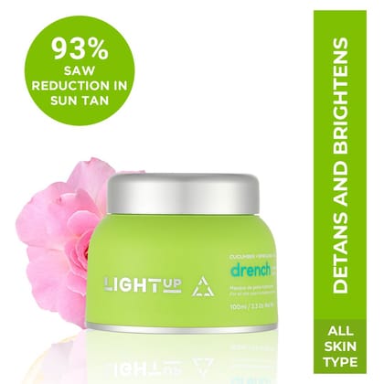 Light Up Drench Hydrating Jelly Mask for Glowing Skin, De-tanning, Brightening, Natural Radiance, Refreshing, Hydrating, Chlorophyll, Cucumber, Spirulina, Rosewater, Aloe Vera - 100 ml Face Pack…