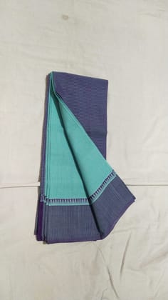 MANGALAGIRI COTTON SAREE Lux Green and Blue Cotton Saree With Blouse Piece