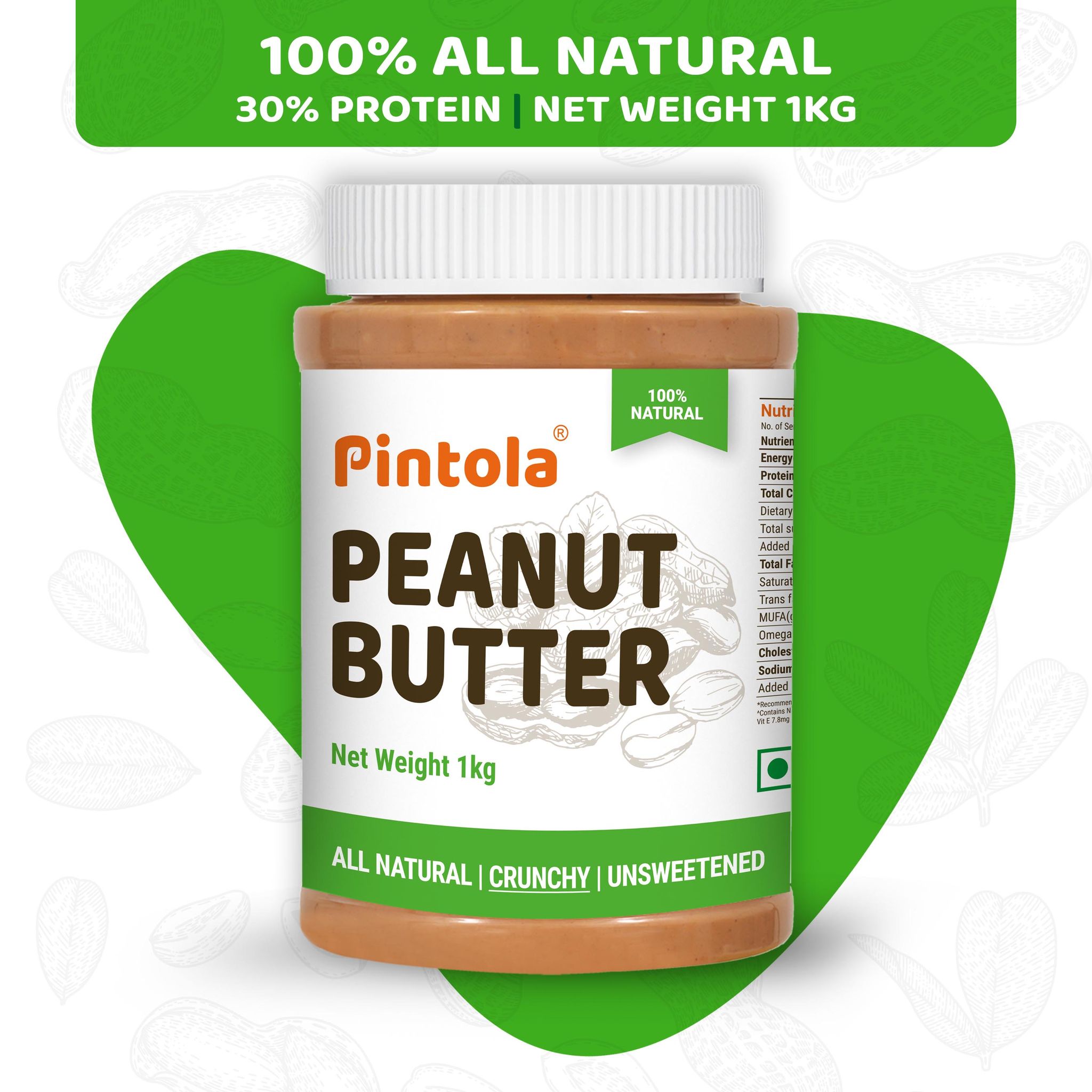 Pintola All Natural Peanut Butter (Crunchy) Unsweetened