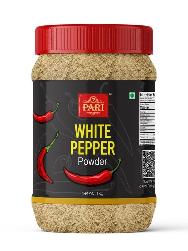 Pari White Pepper Powder | Safed Mirch Powder | Use in Casseroles, Pies, Mayonnaise, Cream-based soups and White sauces | (Pack of 1 x 1000g)