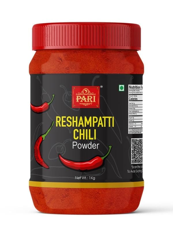 Pari Reshampatti Chilli Powder | Laal Mirch Powder with Natural Oils | Zero added Colours, Fillers, Additives & Preservatives | (Pack of 1 x 1000g)