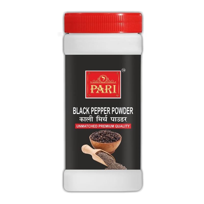 Pari Black Pepper Powder | Kali Mirch Powder | Gol Mirch Powder | Handpicked and Clean | Indian Spices | Chemical and Pesticides Free | Naturally Processed | (Pack of 1 x 500g Jar)