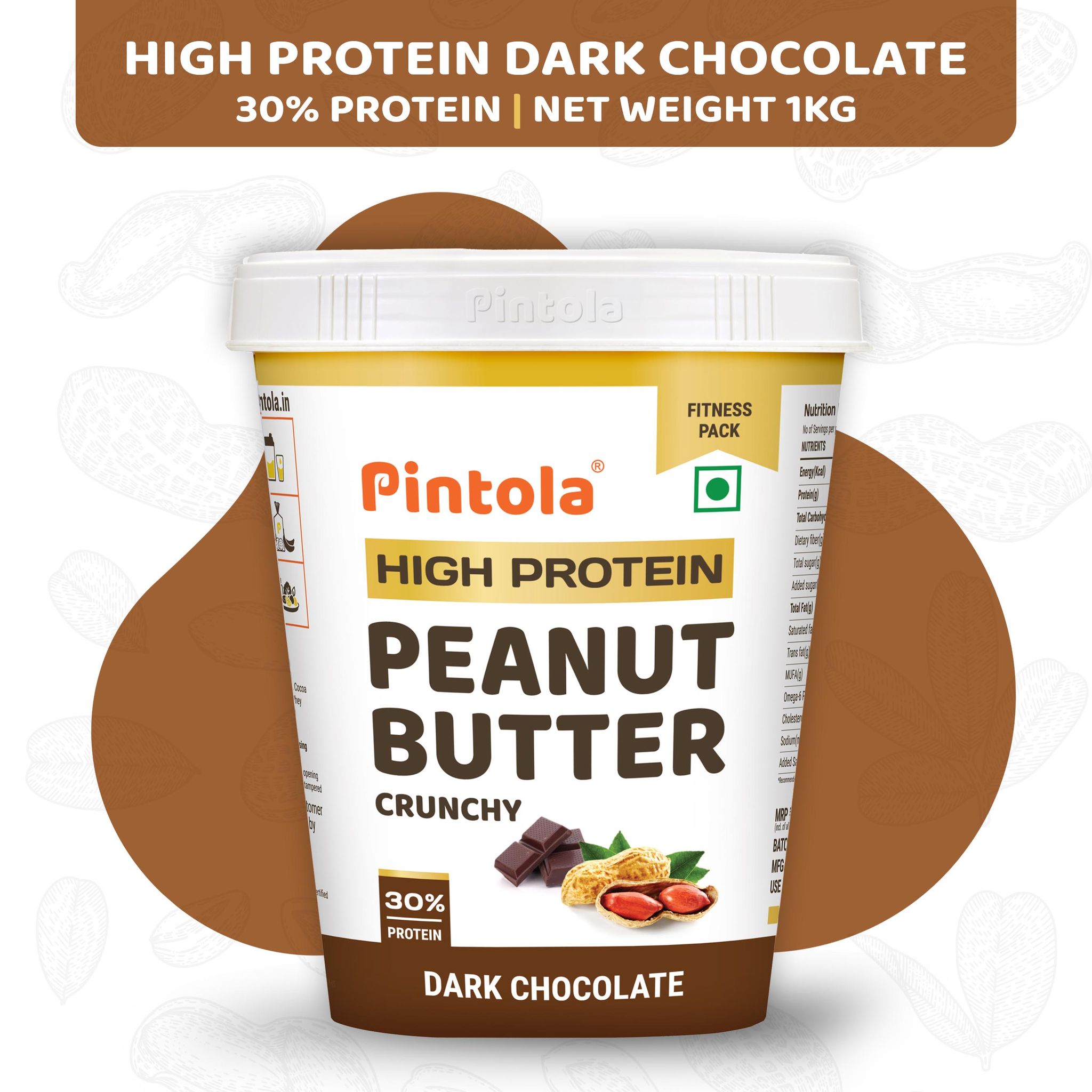 Pintola HIGH Protein Peanut Butter (Dark Chocolate) (Crunchy)