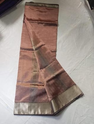 Pure Handloom Tissue Silk Saree With Zari Border (250 KADDI)