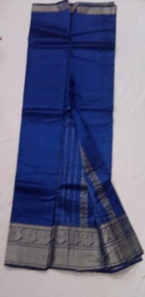  Blue Pure Handloom Cotton Saree With Silver Zari Border