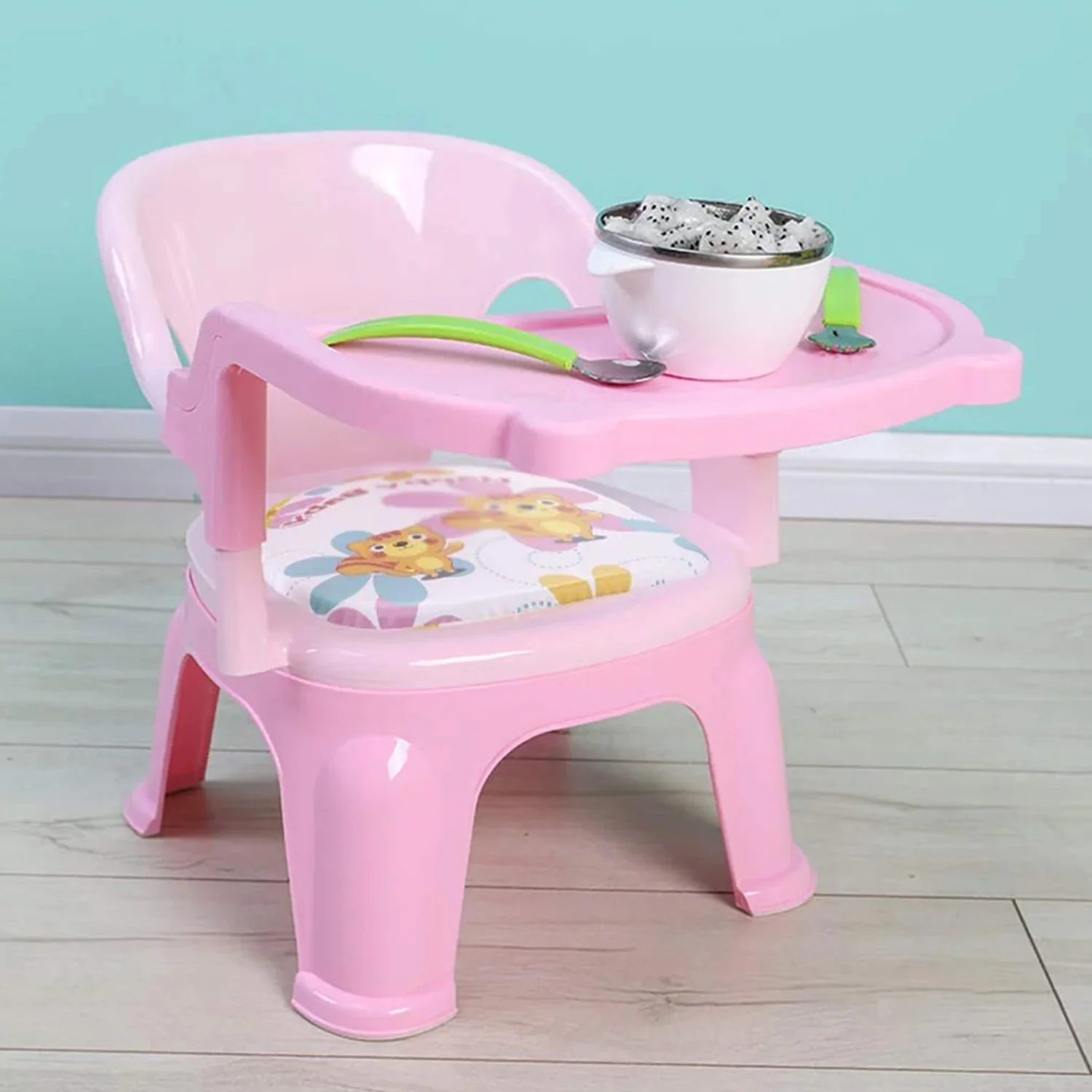 Baby Chair, with Tray Strong and Durable Plastic Chair for Kids/Plastic School Study Chair/Feeding Chair for Kids, Portable High Chair for Kids (MUTLICOLOUR)