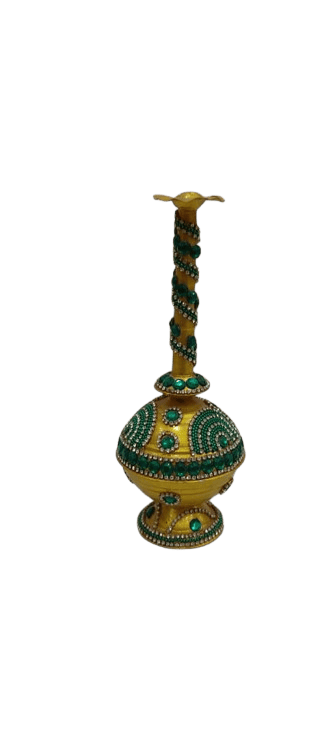  Golden and green traditional Indian wedding water sprinkler