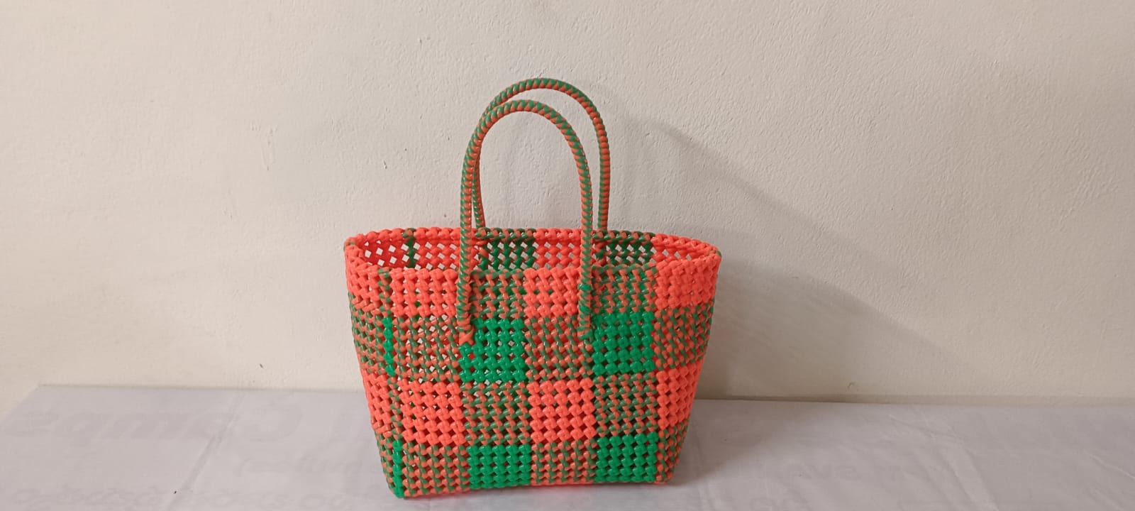 Handmade Colorful Plastic Woven  Bag