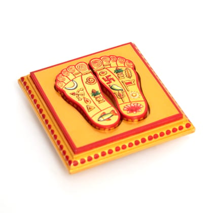 Vishnu Lakshmi (Pure Gold Leafed) Religious Footprint (Wooden)