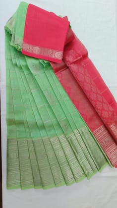  Green and Red Pure Handloom Kanjivaram Silk Saree