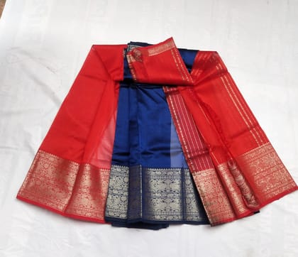  Blue and Red Kanjivaram Silk Saree