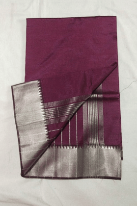 Soft And Silky, Traditional Kanchi Pattu Maroon Color Saree With Silver Zari Border