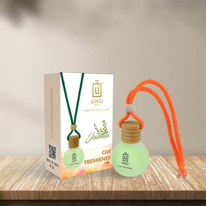 Aroma - Car Freshener | Car Accessories | Long Lasting Good Smell Essential Oils Bottle with Wooden Lid (15ml) (Jasmine)