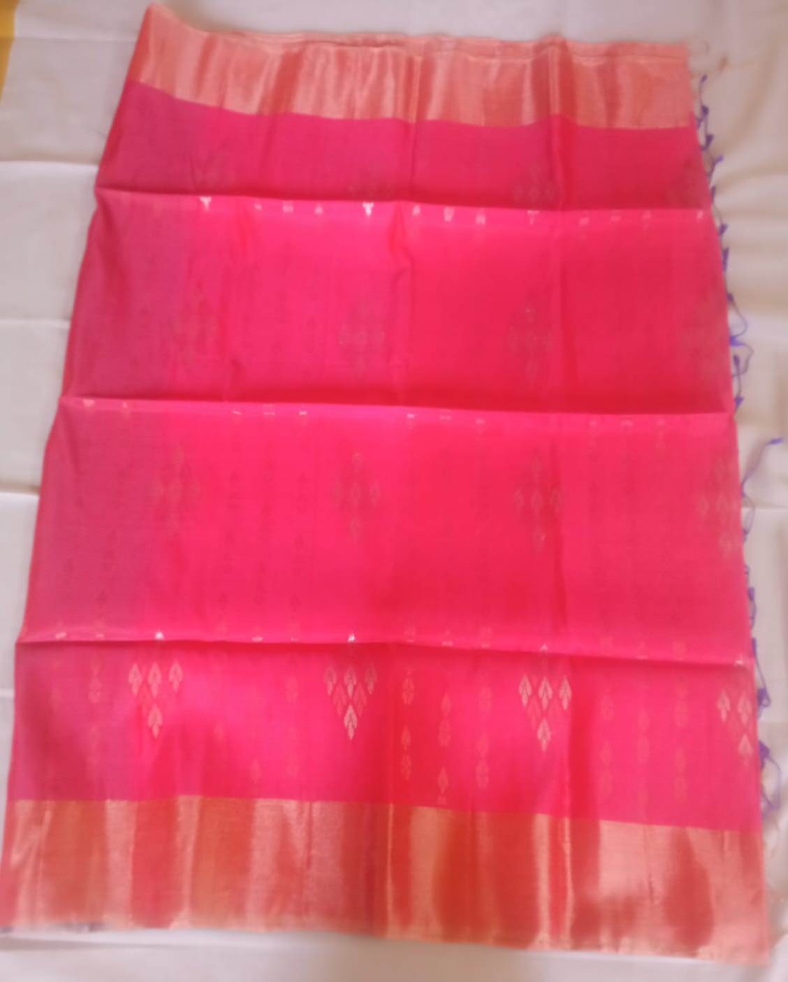 Pink Uppada Silk Saree With Blouse Piece