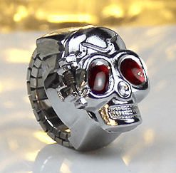 YAKH Chrome Skull (Red Eyes) Ring Watch