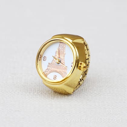 YAKH Designer Round Gold Ring Watch