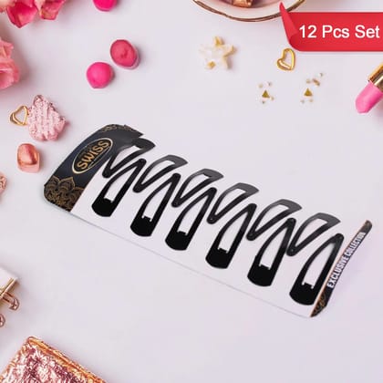 Metal Tik Tak Hair Clips (12 Pcs Set)