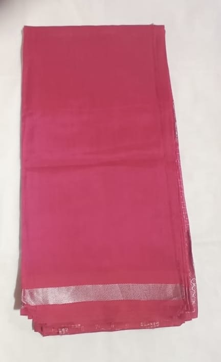 Pure Handloom Cotton bi Pattu Saree With Elephant Zari Border