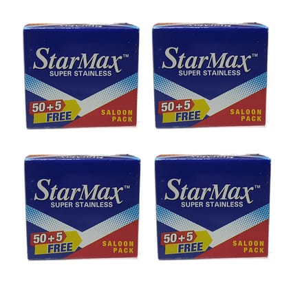  StarMax Super Stainless Double Edge Razor Blades - 200 Blades (4 Packs of 50)