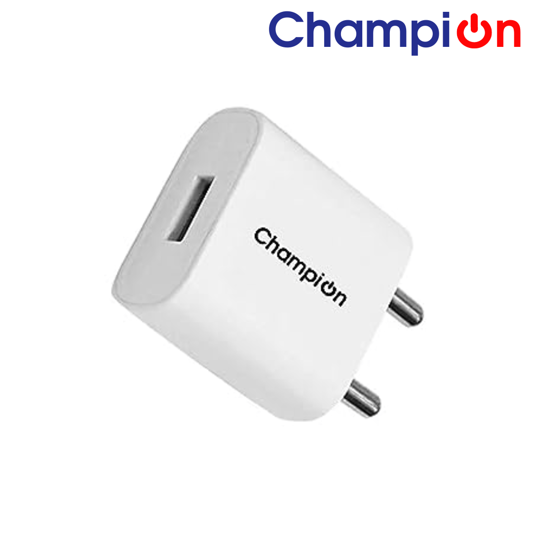 Champion 12W 5V/2.4A DC Single USB Port Mobile Charger | Wall Adapter for Android & USB Devices (White)