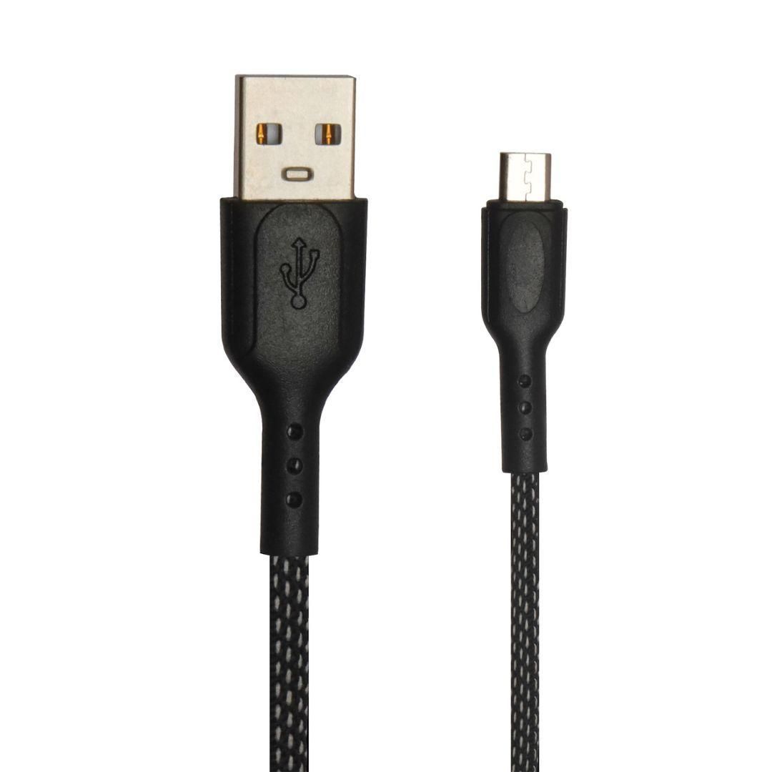 Champion Micro USB 3Amp Data Sync & Charging Cable Fishnet 1M for all Android & Micro USB Devices (Black)