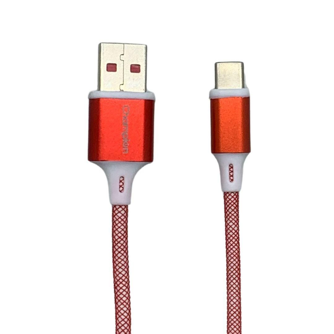 Champion USB to Type-C 65W Data Sync & Charging Cable Fishnet for all Android & USB Type-C Devices (Red)