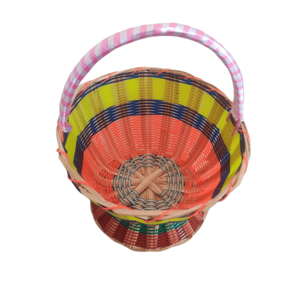 Handwoven Wicker Picnic Basket with StripedHandles