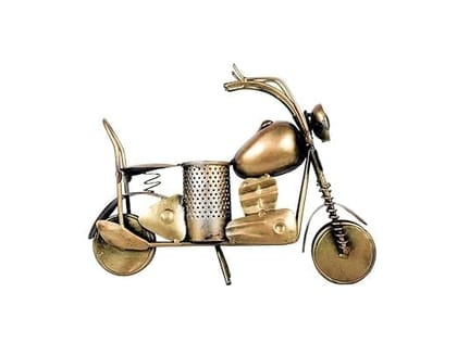 Kusum Art Presents Handmade Metal Bullet Bike/Table Decor/Office Decor Antique Brass Finish (L: 13cm, W: 5 cm H 17 cm.)