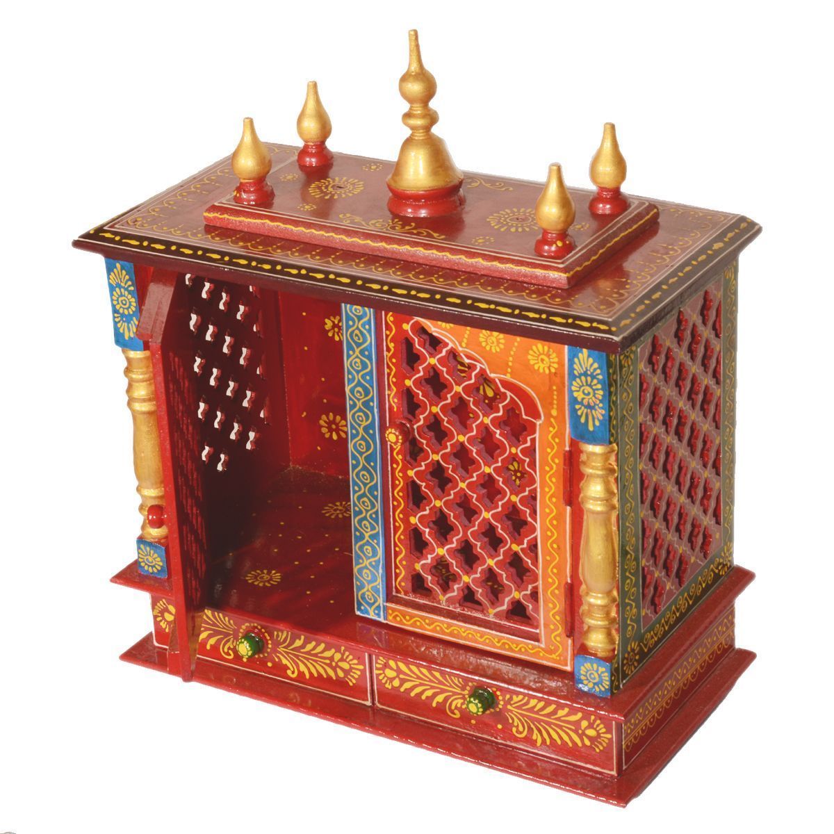 Wooden haind painted Tample With Drawer and Gate